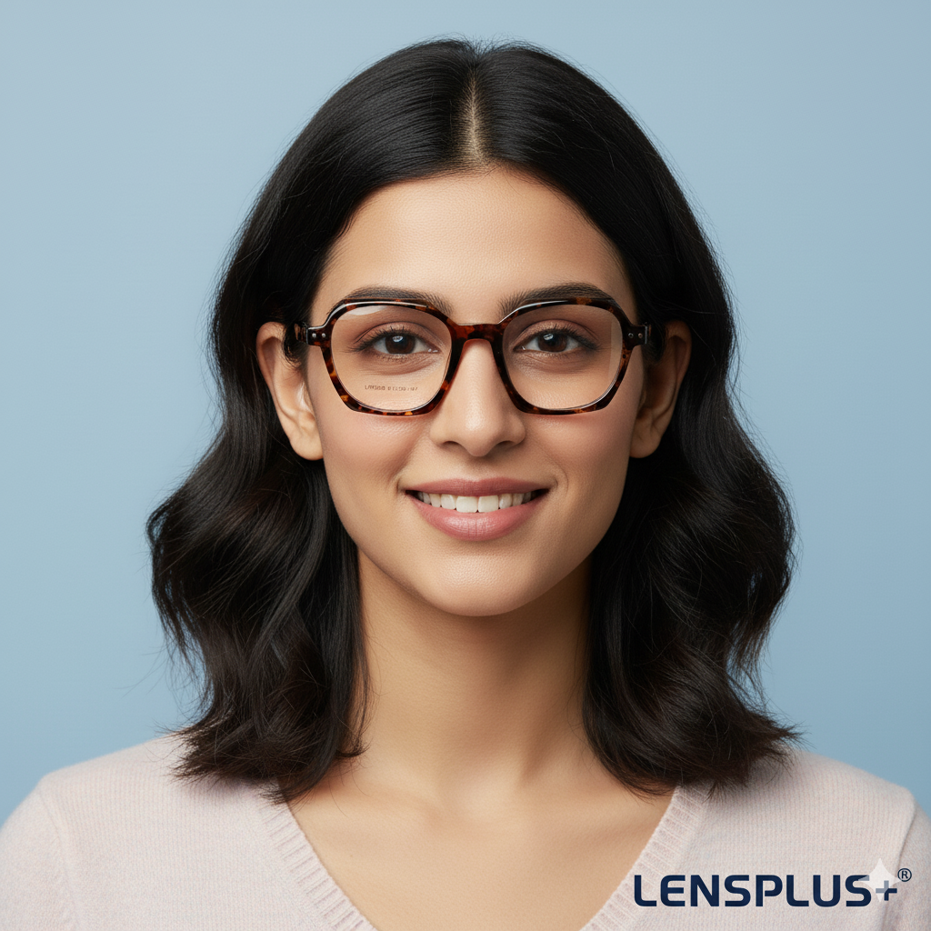 LENSPLUS+ Brown Tiger Print fiber frame for unisex