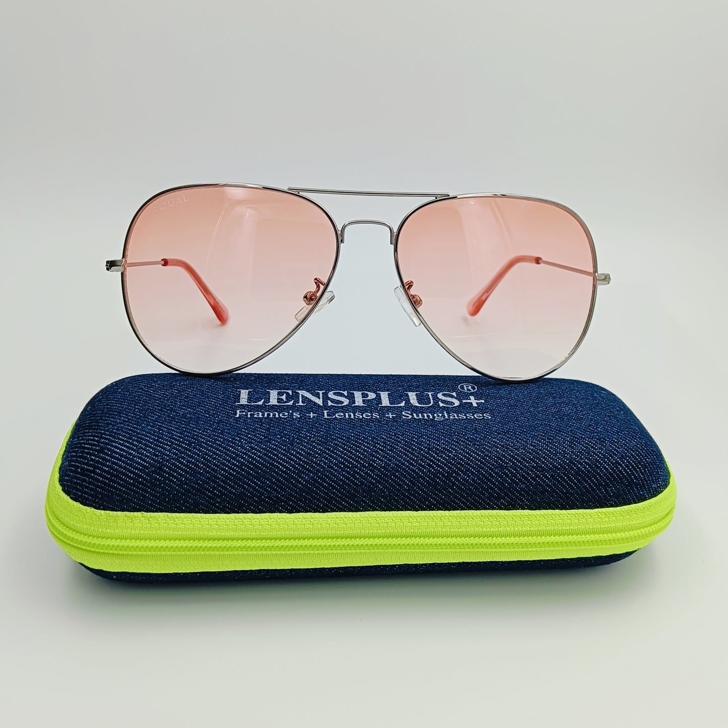 LENSPLUS+ Orange lite Rectangle Metallic Sunglass for unisex