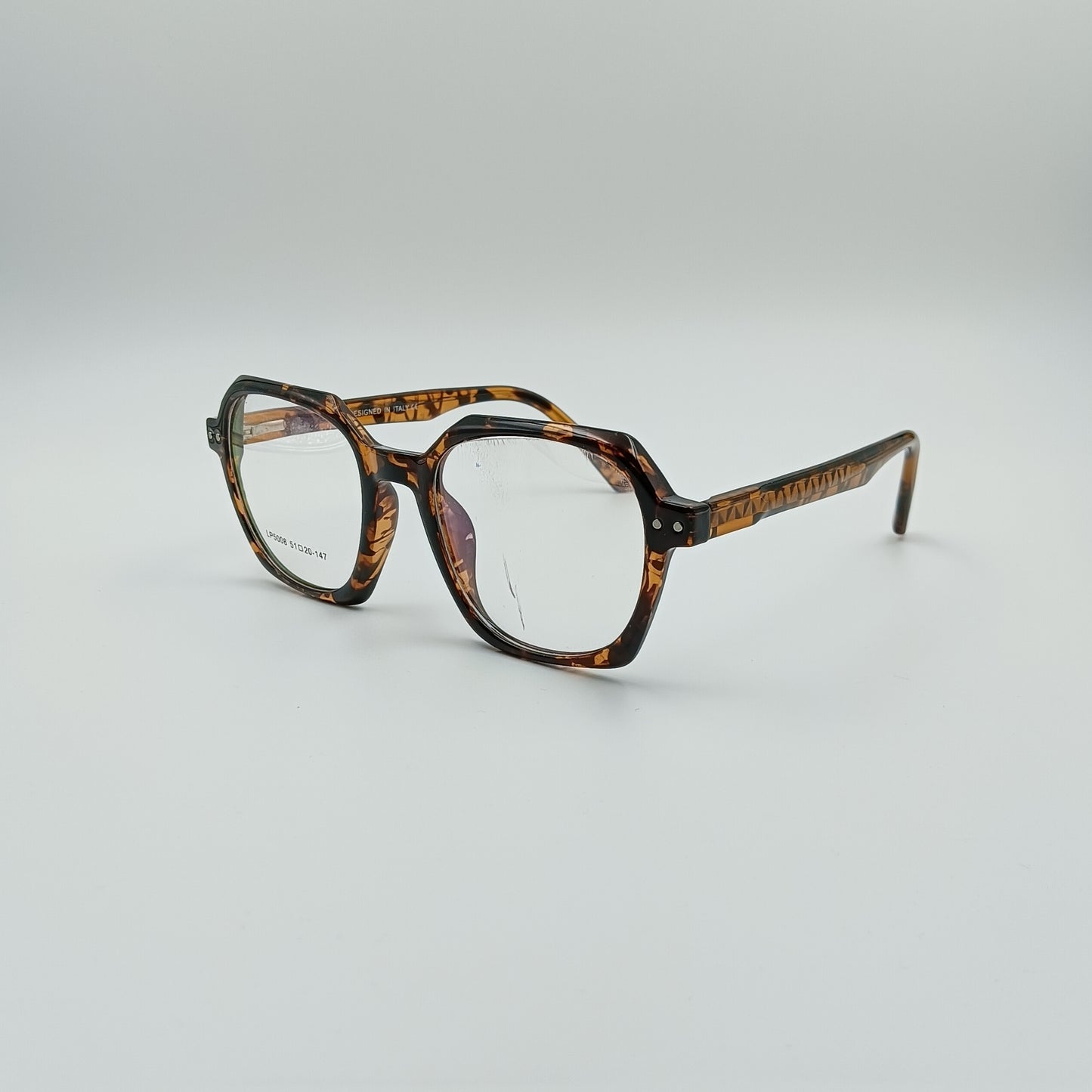 LENSPLUS+ Brown Tiger Print fiber frame for unisex