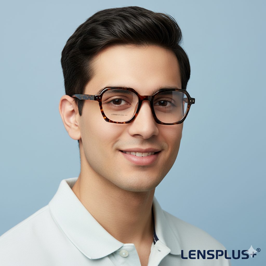 LENSPLUS+ Brown Tiger Print fiber frame for unisex