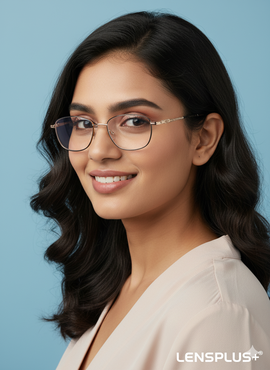 LENSPLUS+ Gold Metallic frame for Women